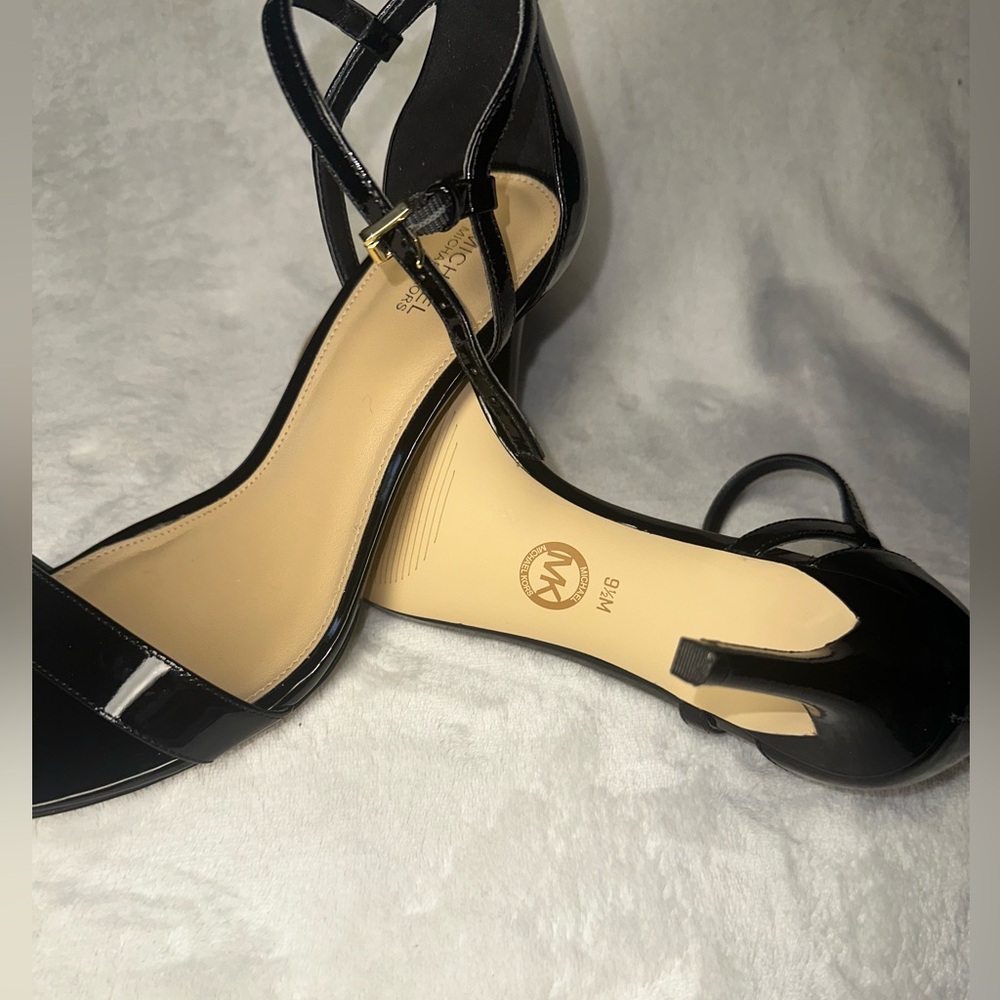 Michael Kors Black Patent Leather Open-Toe Ankle-Strap Heels